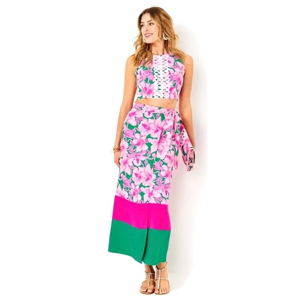 Lilly Pulitzer Leif Crop Top & Maxi skirt Set  Size 10 NWT